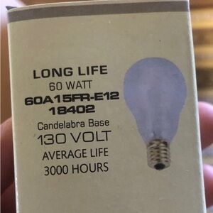 Long Life 60W Candelabra Base Light Bulb - White